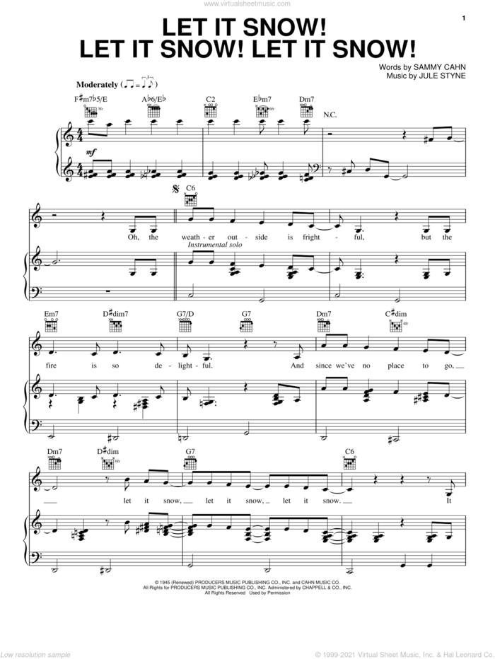 Let It Snow! Let It Snow! Let It Snow! sheet music for voice, piano or guitar by Lady Antebellum and Lady A, intermediate skill level