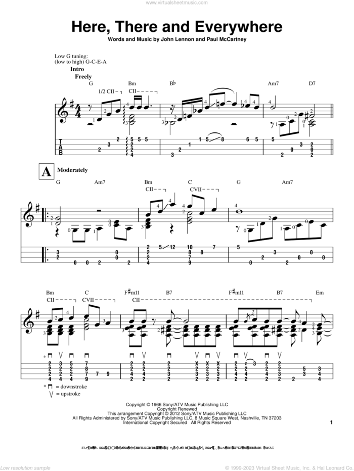 Here, There And Everywhere sheet music for ukulele (easy tablature) (ukulele easy tab) by The Beatles, wedding score, intermediate skill level