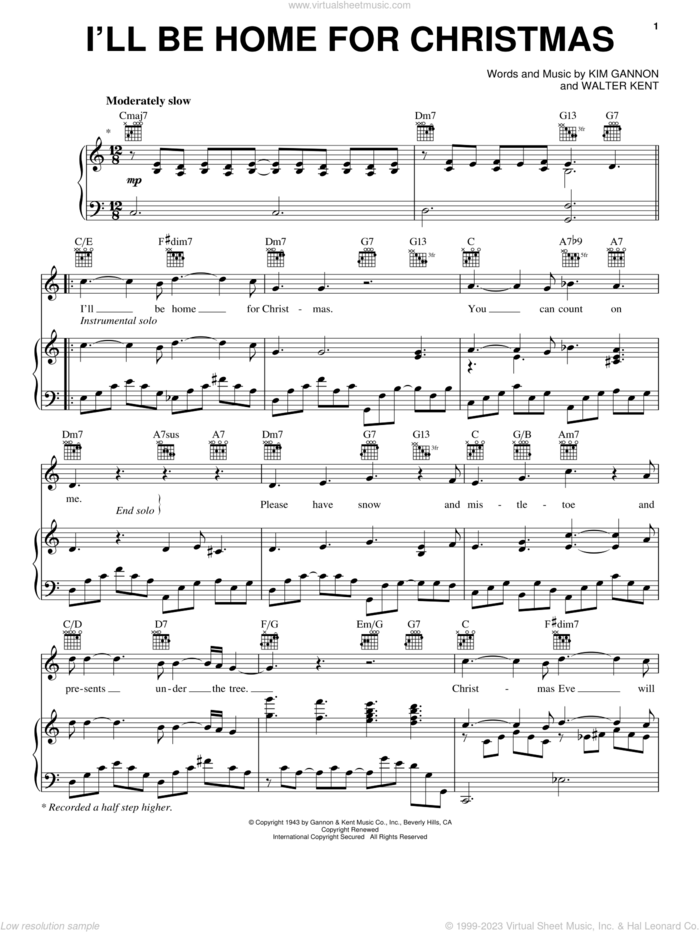 I'll Be Home For Christmas sheet music for voice, piano or guitar by Lady Antebellum and Lady A, intermediate skill level