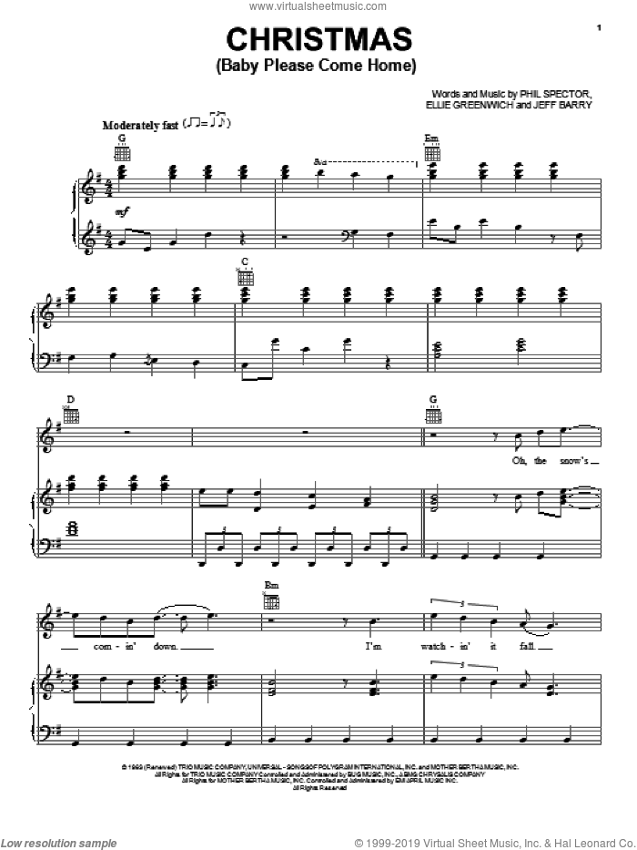Christmas (Baby Please Come Home) sheet music for voice, piano or guitar by Lady Antebellum and Lady A, intermediate skill level