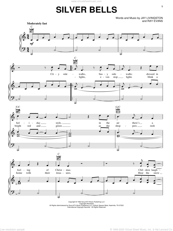 Silver Bells sheet music for voice, piano or guitar by Lady Antebellum and Lady A, intermediate skill level