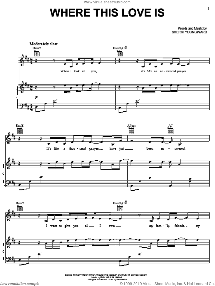 Where This Love Is sheet music for voice, piano or guitar by Sherri Youngward, intermediate skill level