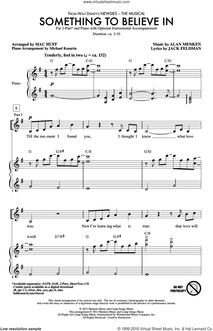 Something To Believe In sheet music for choir (2-Part) by Mac Huff, intermediate duet