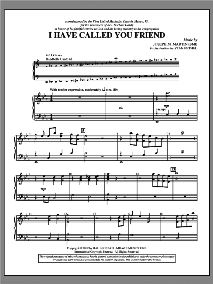 I Have Called You Friend sheet music for percussions by Joseph M. Martin, intermediate skill level