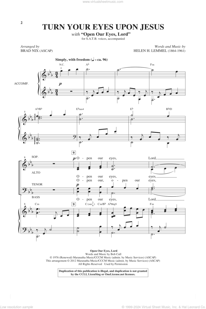 Nix - Turn Your Eyes Upon Jesus sheet music for choir (SATB: soprano ...