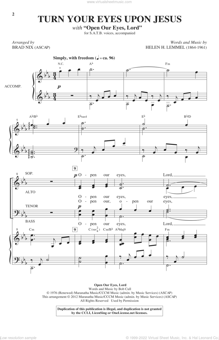 Turn Your Eyes Upon Jesus sheet music for choir (SATB: soprano, alto, tenor, bass) by Brad Nix and Newsboys, intermediate skill level