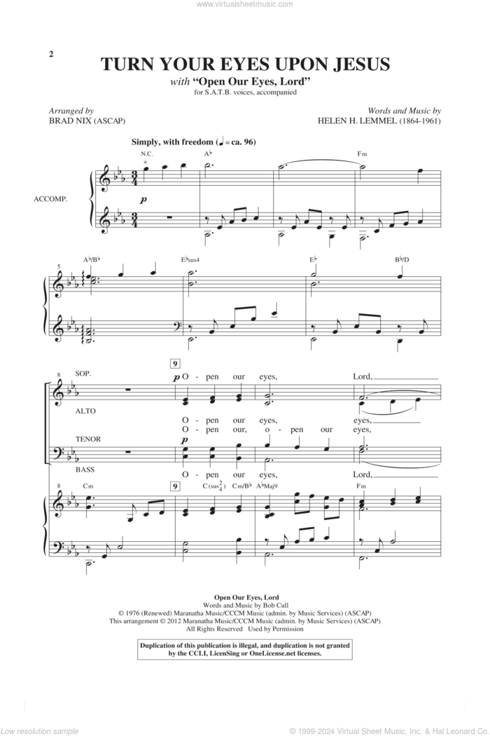 Turn Your Eyes Upon Jesus sheet music for choir (SATB: soprano, alto, tenor, bass) by Brad Nix and Newsboys, intermediate skill level