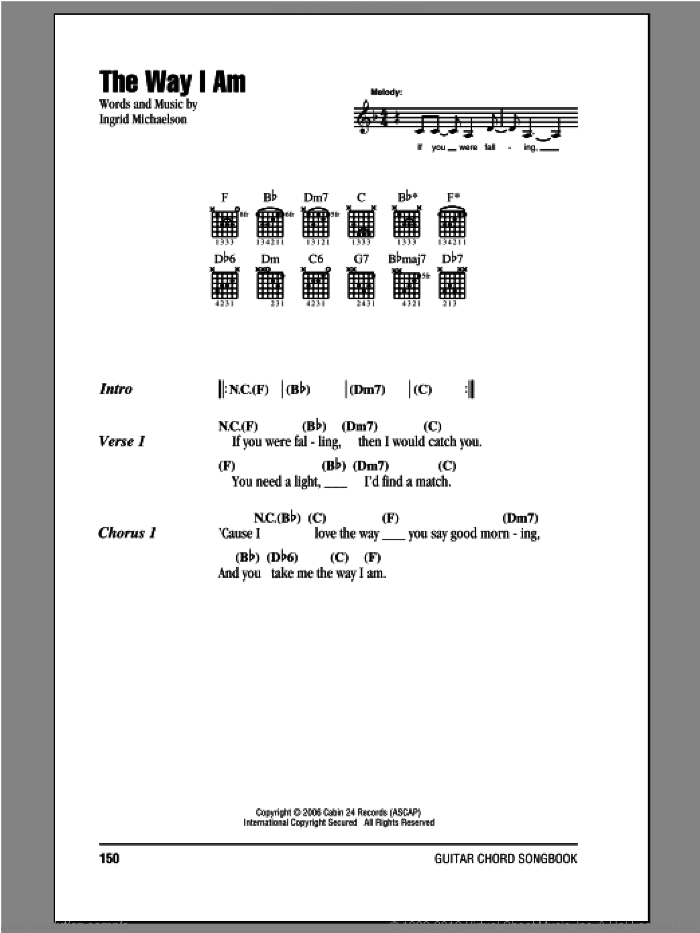 The Way I Am sheet music for guitar (chords) by Ingrid Michaelson, intermediate skill level