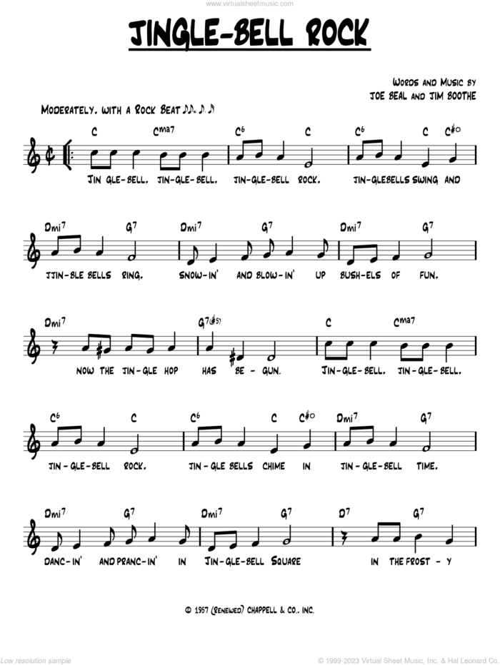 Jingle Bell Rock sheet music for voice and other instruments (fake book) by Joe Beal, Bobby Helms and Jim Boothe, intermediate skill level