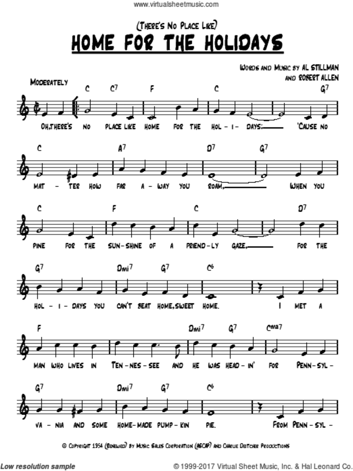 (There's No Place Like) Home For The Holidays sheet music for voice and other instruments (fake book) by Perry Como, Al Stillman and Robert Allen, intermediate skill level