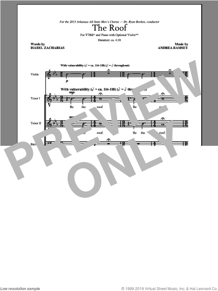 The Roof sheet music for choir (TTBB: tenor, bass) by Andrea Ramsey, intermediate skill level