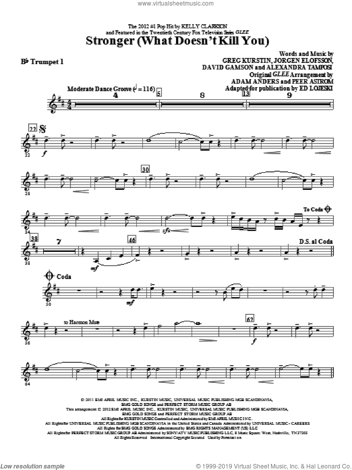 Stronger (What Doesn't Kill You) (complete set of parts) sheet music for orchestra/band by Glee Cast and Ed Lojeski, intermediate skill level