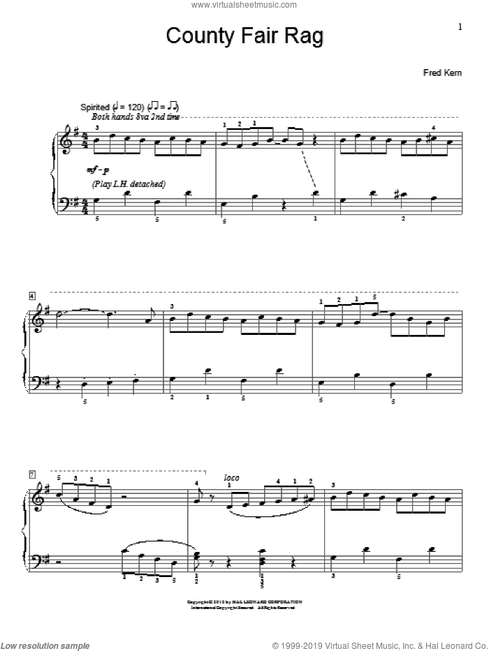 County Fair Rag sheet music for piano solo (elementary) by Fred Kern, beginner piano (elementary)