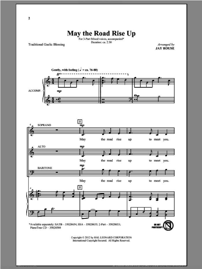 May The Road Rise Up sheet music for choir (3-Part Mixed) by Jay Rouse, intermediate skill level