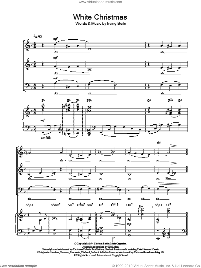White Christmas (arr. Christopher Hussey) sheet music for voice, piano or guitar by Bing Crosby, Christopher Hussey, Otis Redding and Irving Berlin, intermediate skill level