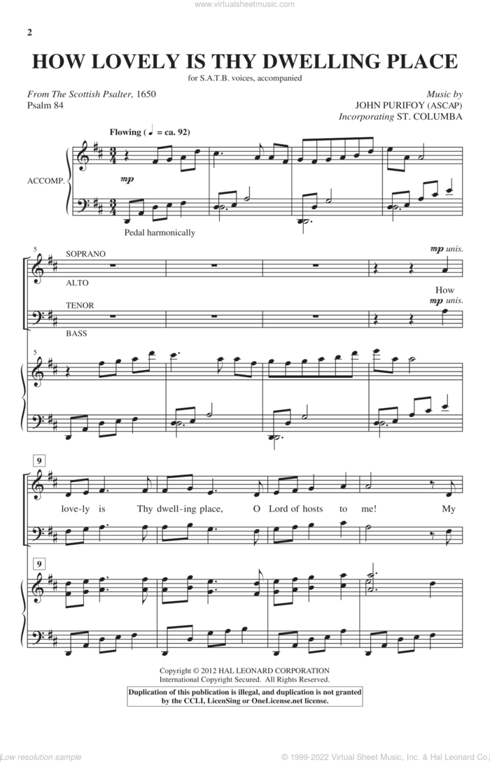 How Lovely Is Thy Dwelling Place sheet music for choir (SATB: soprano, alto, tenor, bass) by John Purifoy and Scottish Psalter, intermediate skill level