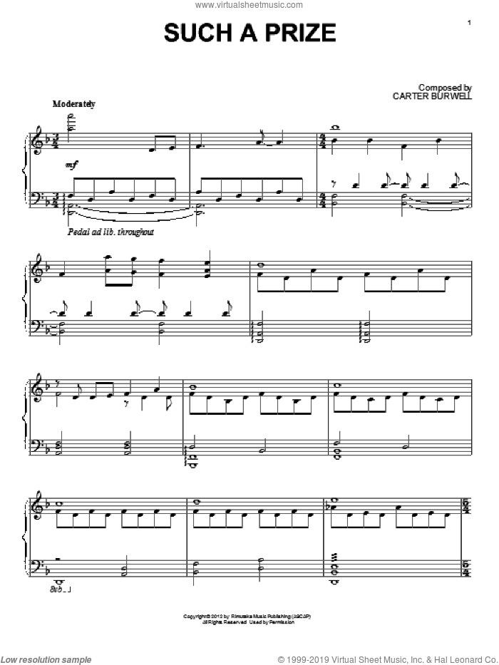 Such A Price sheet music for piano solo by Carter Burwell and Twilight: Breaking Dawn Part 2 (Movie), intermediate skill level