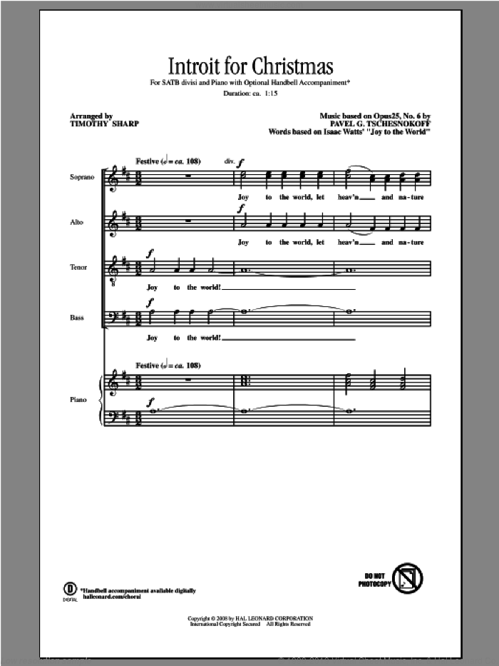 Introit For Christmas sheet music for choir (SATB: soprano, alto, tenor, bass) by Tim Sharp and Tschesnokov, intermediate skill level
