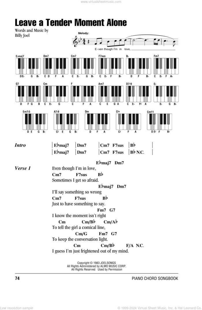 Leave A Tender Moment Alone sheet music for piano solo (chords, lyrics, melody) by Billy Joel, intermediate piano (chords, lyrics, melody)