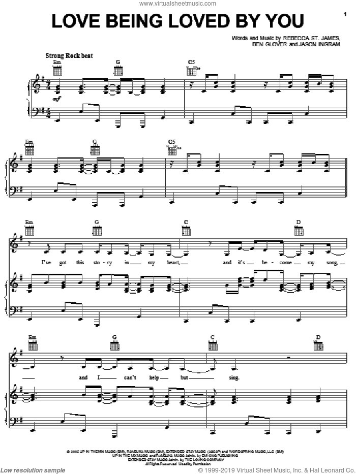 Love Being Loved By You sheet music for voice, piano or guitar by Rebecca St. James, Ben Glover and Jason Ingram, intermediate skill level