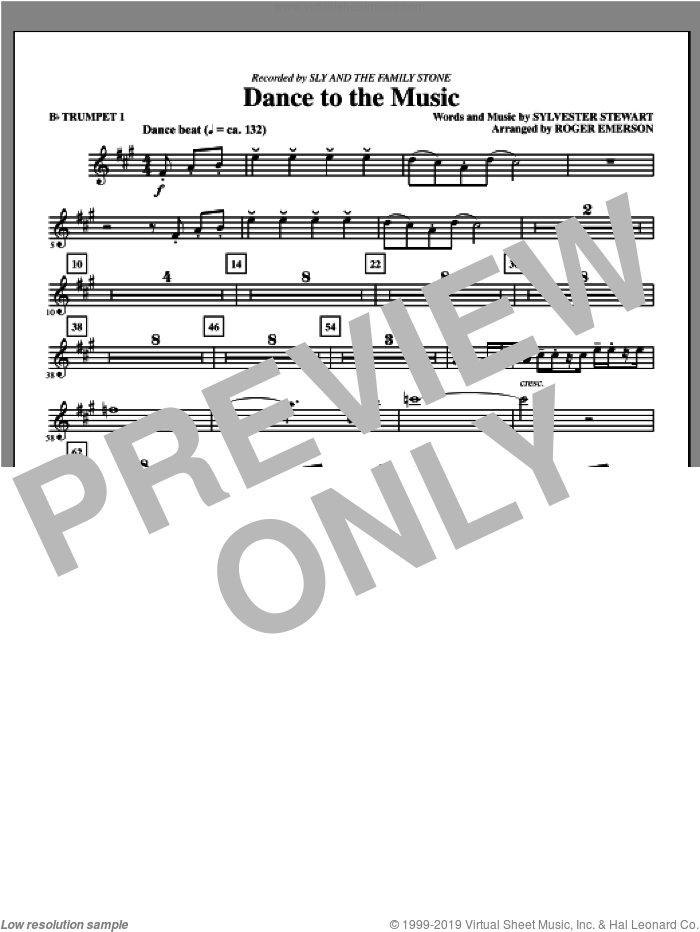Dance To The Music sheet music for orchestra/band (Bb trumpet 1) by Sly And The Family Stone and Sylvester Stewart, intermediate skill level