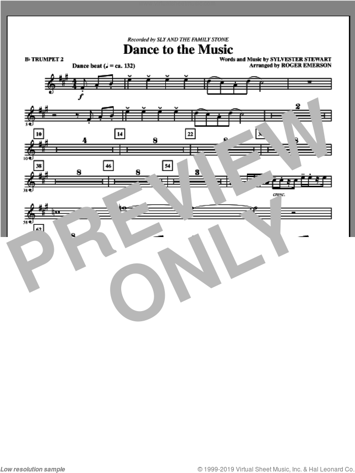 Dance To The Music sheet music for orchestra/band (Bb trumpet 2) by Sly And The Family Stone and Sylvester Stewart, intermediate skill level