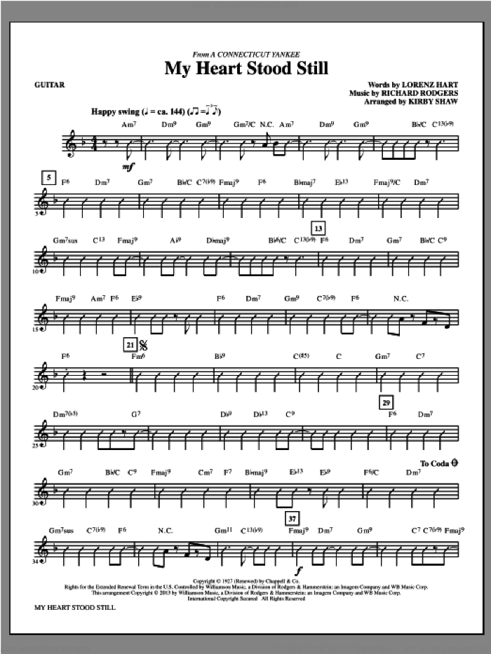 My Heart Stood Still (complete set of parts) sheet music for orchestra/band by Richard Rodgers, Kirby Shaw, Lorenz Hart and Rodgers & Hart, intermediate skill level