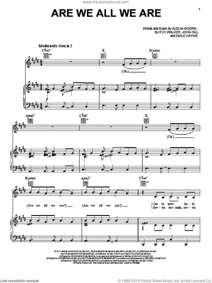 Are We All We Are sheet music for voice, piano or guitar, intermediate skill level