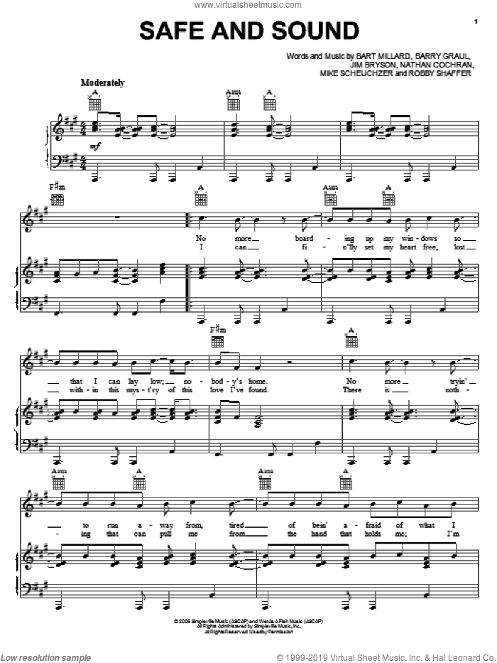 Safe And Sound sheet music for voice, piano or guitar by MercyMe, intermediate skill level