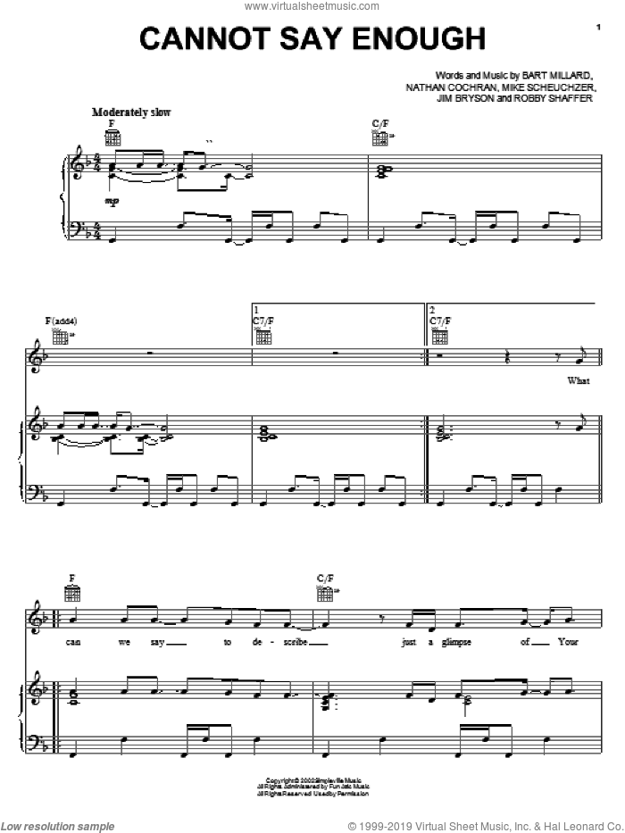 Cannot Say Enough sheet music for voice, piano or guitar by MercyMe, intermediate skill level