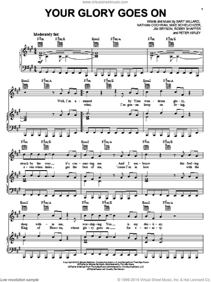 Your Glory Goes On sheet music for voice, piano or guitar by MercyMe, intermediate skill level
