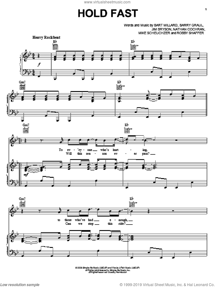 Hold Fast sheet music for voice, piano or guitar by MercyMe, intermediate skill level