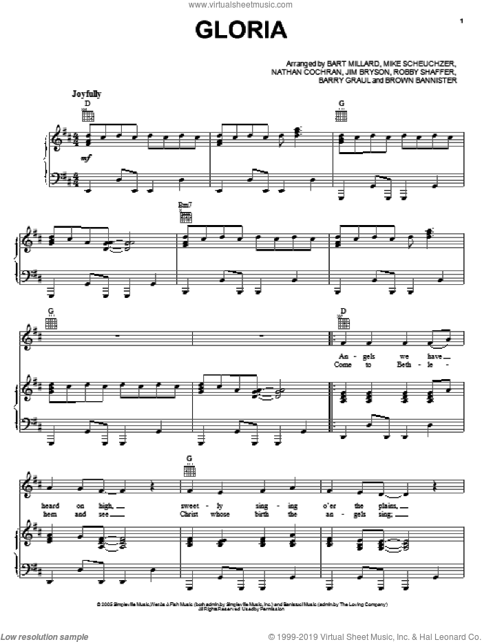 Gloria sheet music for voice, piano or guitar by MercyMe, intermediate skill level
