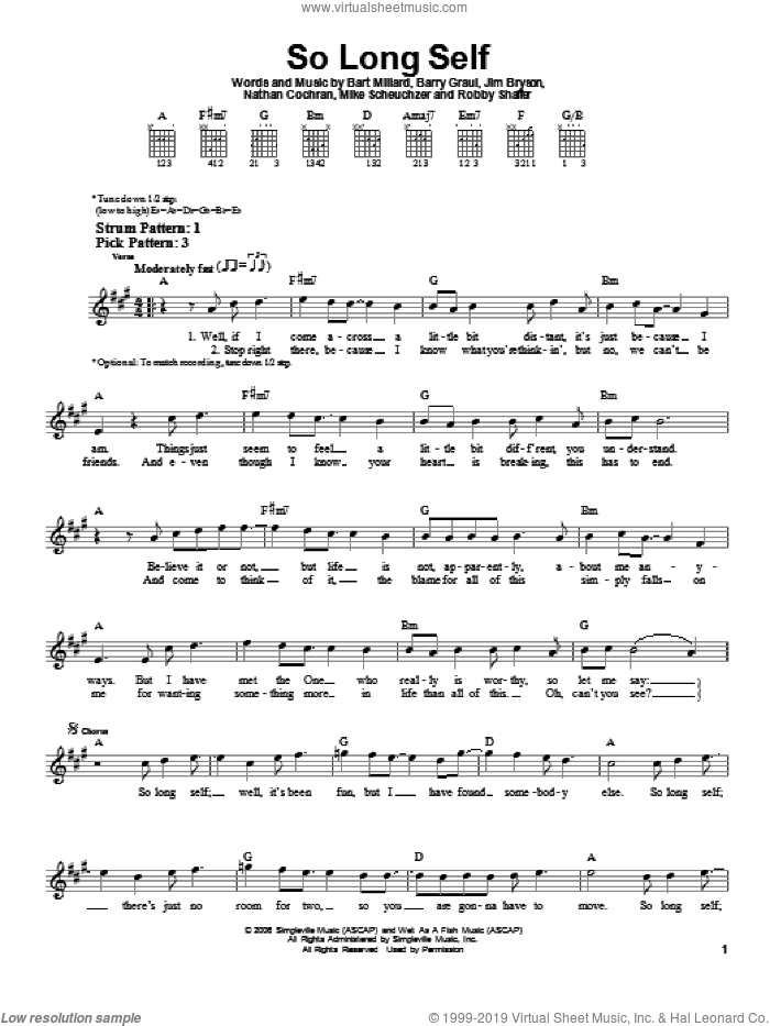 So Long Self sheet music for guitar solo (chords) by MercyMe, easy guitar (chords)