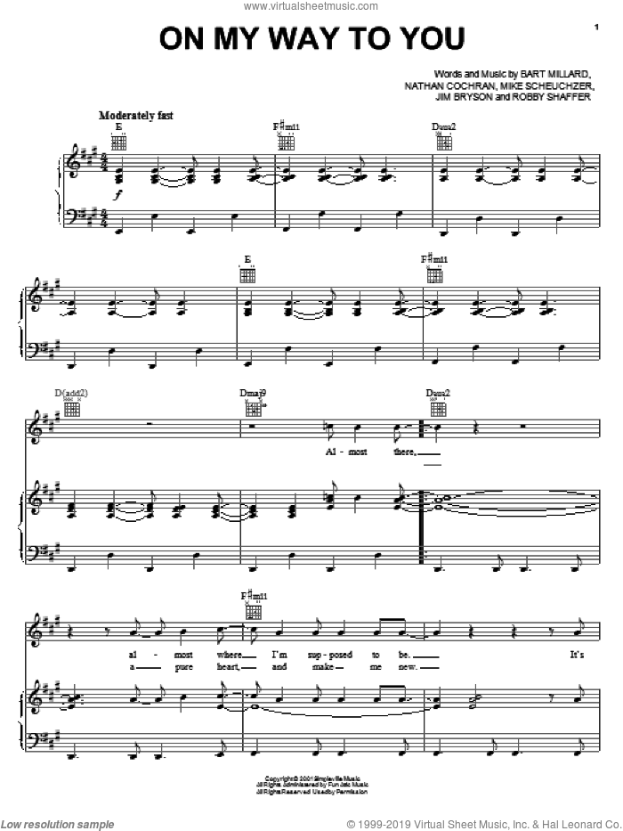 On My Way To You sheet music for voice, piano or guitar by MercyMe, intermediate skill level