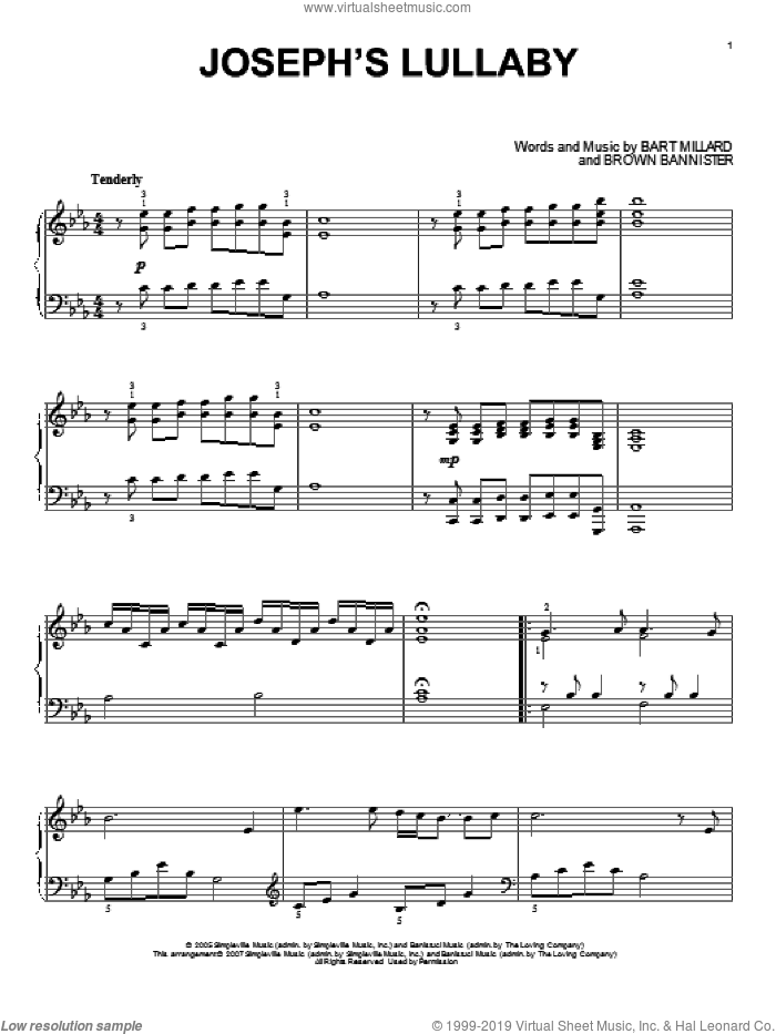 Joseph's Lullaby sheet music for piano solo by MercyMe, intermediate skill level