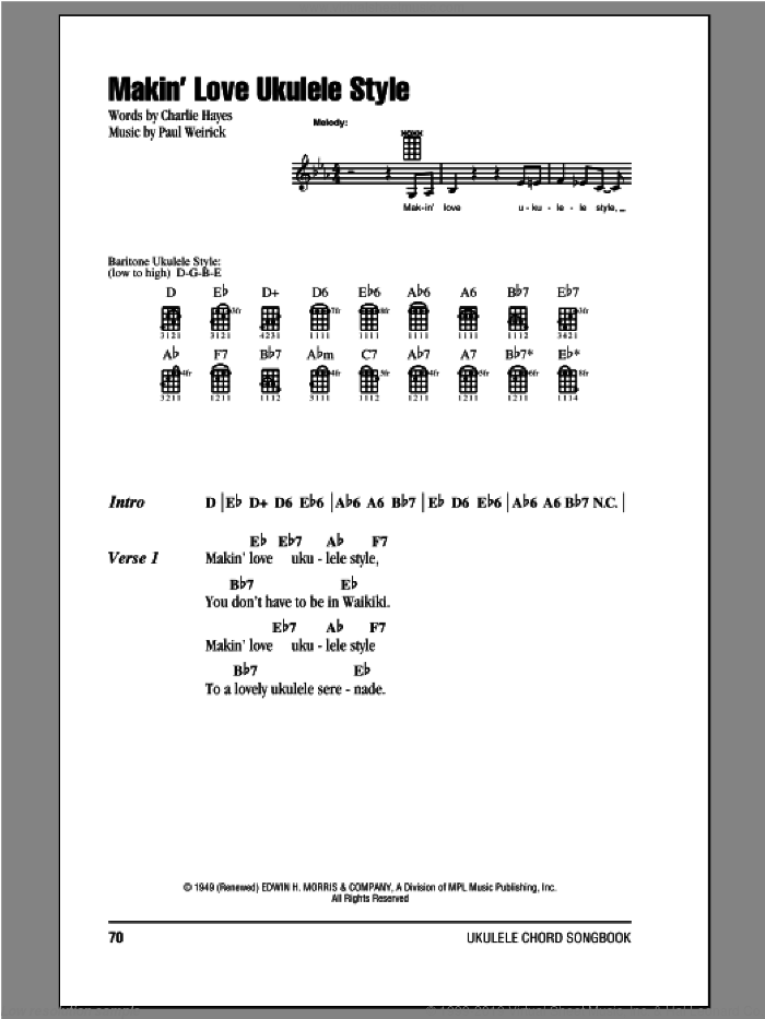Makin' Love Ukulele Style sheet music for ukulele (chords) by Paul Weirick and Charlie Hayes, intermediate skill level