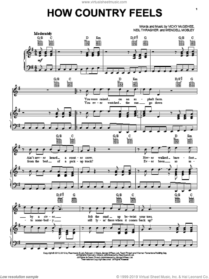 How Country Feels sheet music for voice, piano or guitar by Randy Houser, intermediate skill level