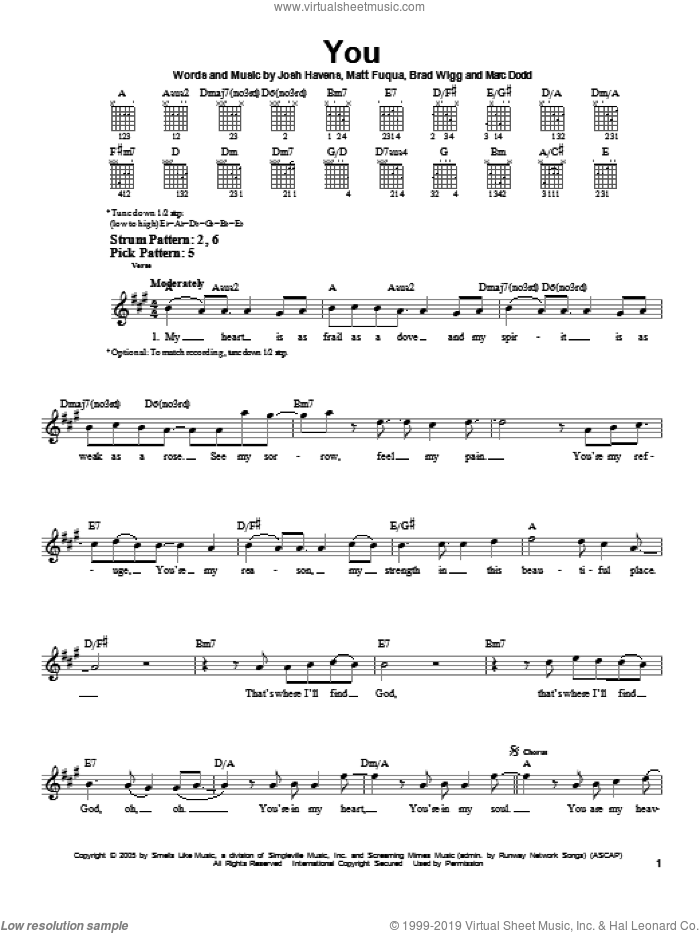 You sheet music for guitar solo (chords) by The Afters, easy guitar (chords)