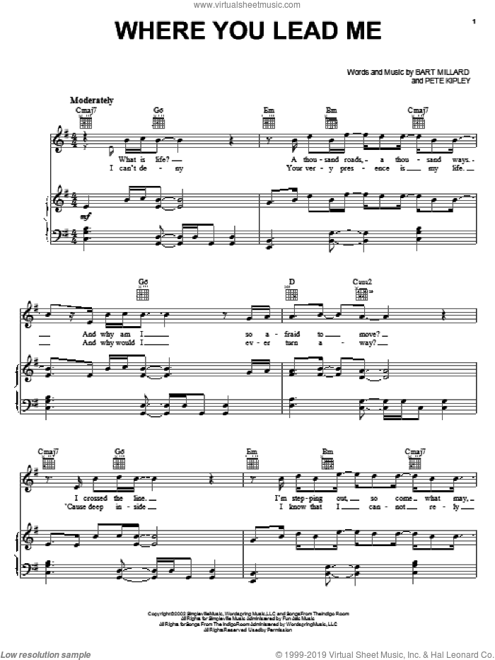 Where You Lead Me sheet music for voice, piano or guitar by MercyMe, intermediate skill level