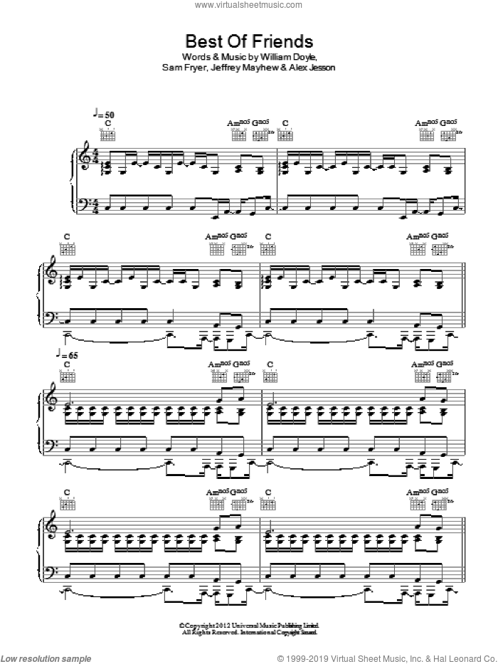 Best Of Friends sheet music for voice, piano or guitar by Palma Violets, Alex Jesson, Jeffrey Mayhew, Sam Fryer and William Doyle, intermediate skill level