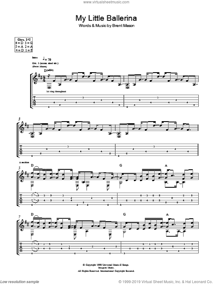 My Little Ballerina sheet music for guitar (tablature) by Brent Mason, intermediate skill level