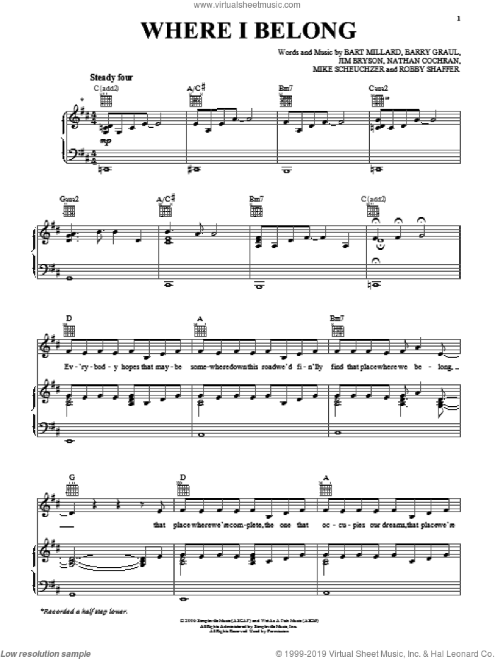 Where I Belong sheet music for voice, piano or guitar by MercyMe, intermediate skill level