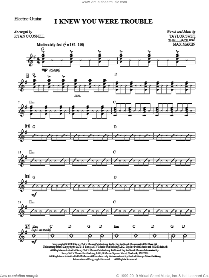 I Knew You Were Trouble (complete set of parts) sheet music for orchestra/band by Taylor Swift, intermediate skill level