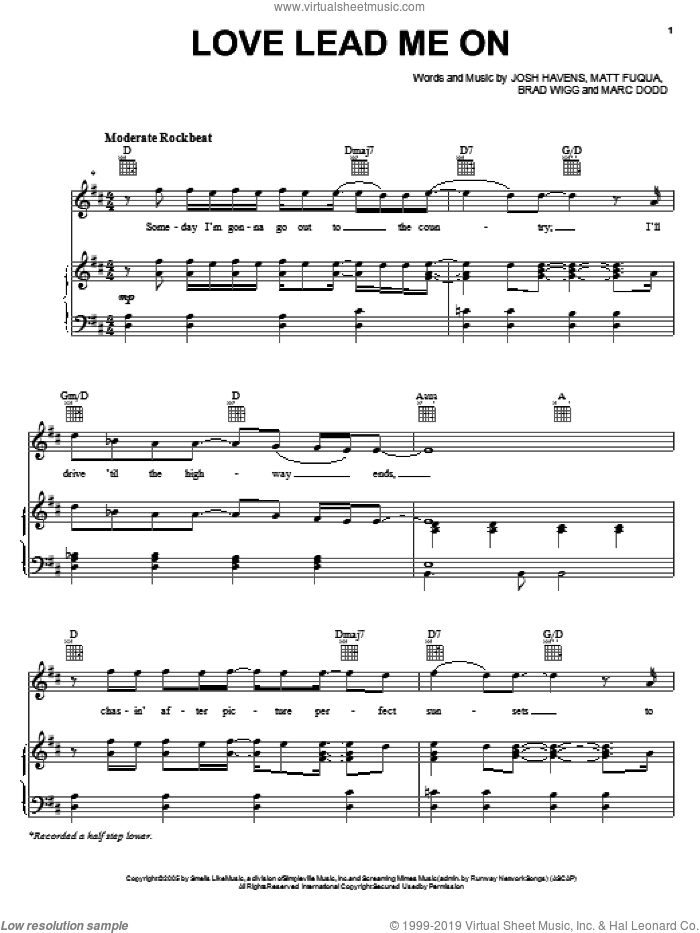 Love Lead Me On sheet music for voice, piano or guitar by The Afters, intermediate skill level
