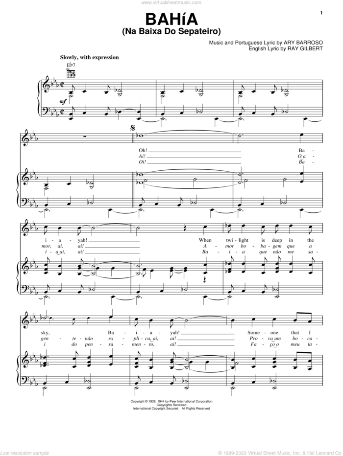 Bahia (Na Baixa Do Sapateiro) sheet music for voice, piano or guitar by Stan Getz, Ary Barroso and Charlie Byrd, intermediate skill level