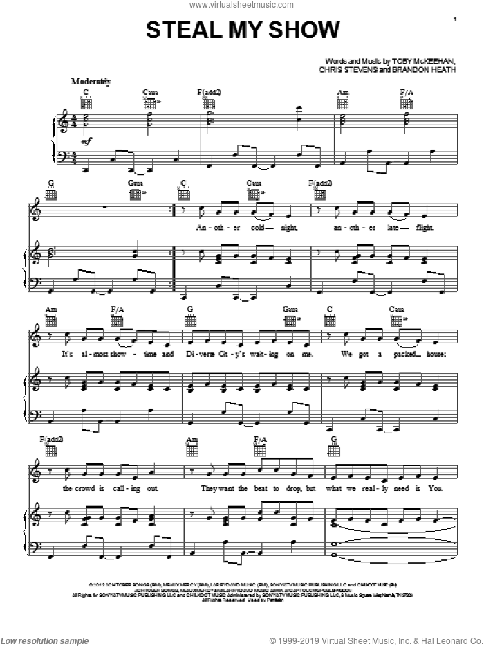 Steal My Show sheet music for voice, piano or guitar by tobyMac and Toby McKeehan, intermediate skill level