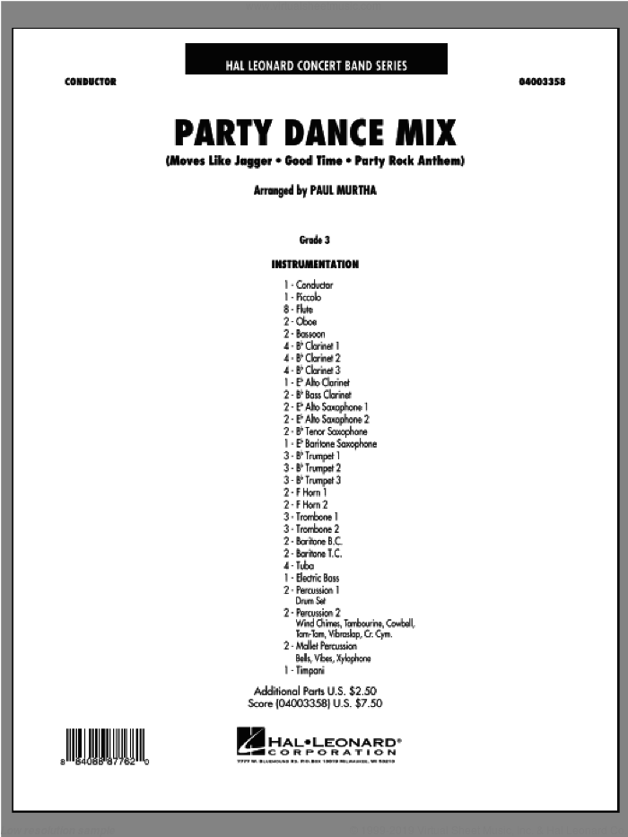 Party Dance Mix (COMPLETE) sheet music for concert band by Paul Murtha, intermediate skill level