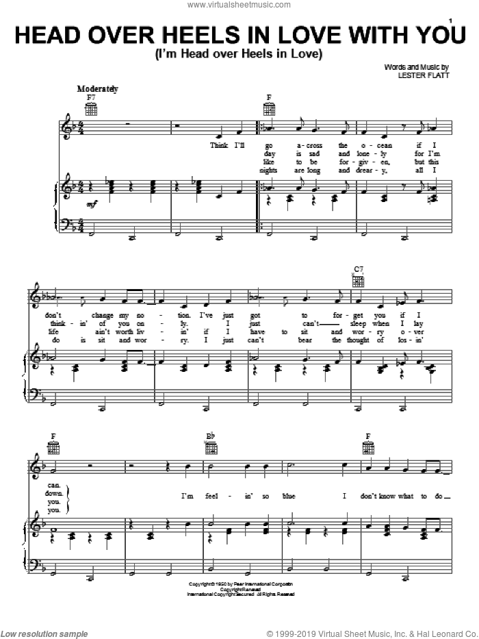 Head Over Heels In Love With You (I'm Head Over Heels In Love) sheet music for voice, piano or guitar by Lester Flatt, intermediate skill level