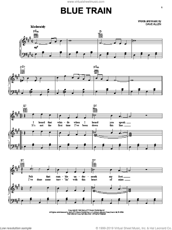 Blue Train sheet music for voice, piano or guitar by Nashville Bluegrass Band and Dave Allen, intermediate skill level